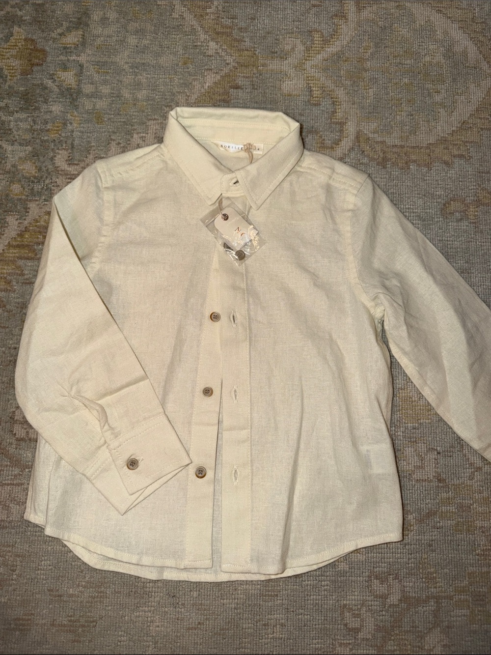 Noralee- Kids' Button-Up Shirt in Cream - Classic Long Sleeve